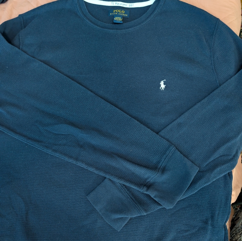 Polo Ralph Lauren  Men's Blue Sleepwear Top, L, 100% Cotton, Waffle Weave, GUC